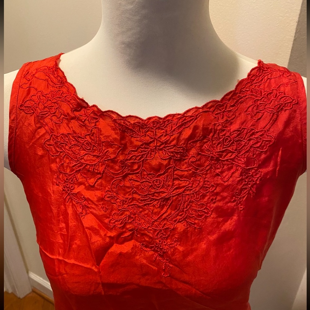 Forever 21. Red silk blouse, embroidered.